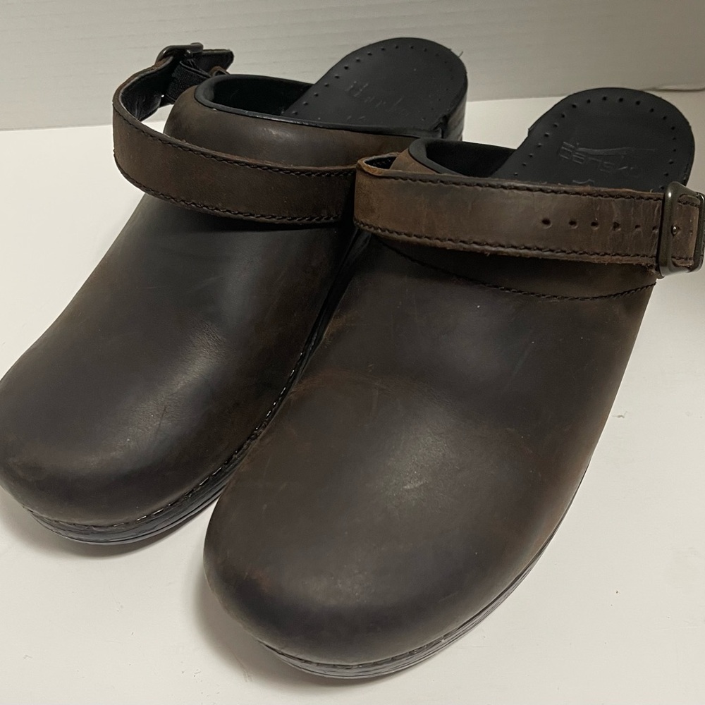 Dansko open back with straps Brown Leather Clogs size 8 - Picture 5 of 6